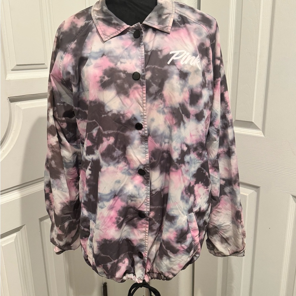 Vicotria's Secret Women's Love Pink Tie-Dye Lined Long Sleeve Jacket Medium